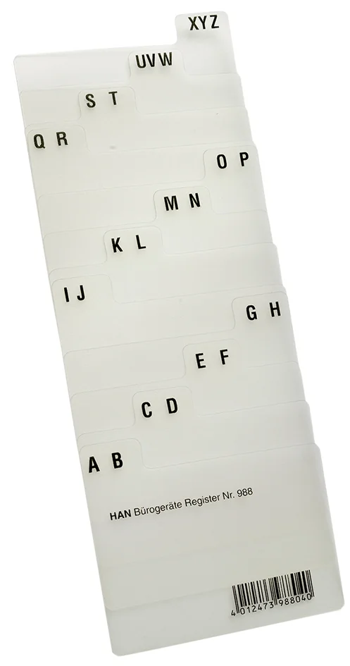 HAN Index alphabétique A-Z, PP, A8 paysage, translucide, 12