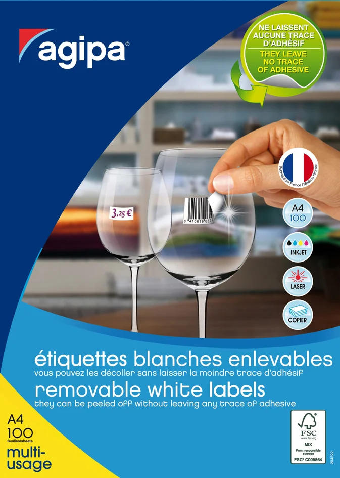 agipa Etiquette universelle, 38 x 21,2 mm, blanc