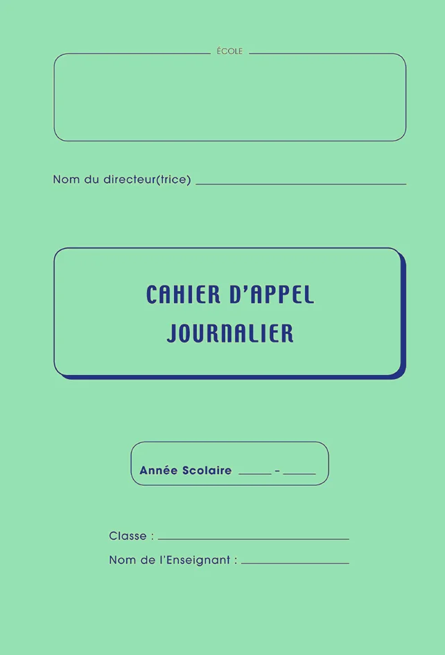ELVE Registre d'appel journalier, piqûre 28 pages, 40 élèves