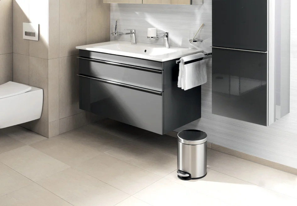 DURABLE Poubelle à pédale inox, rond, 5 litres, argent