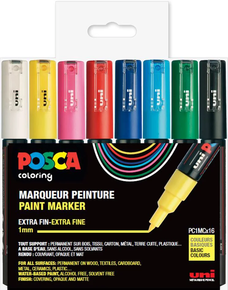 POSCA Marqueur à pigment PC-1MC, étui de 4