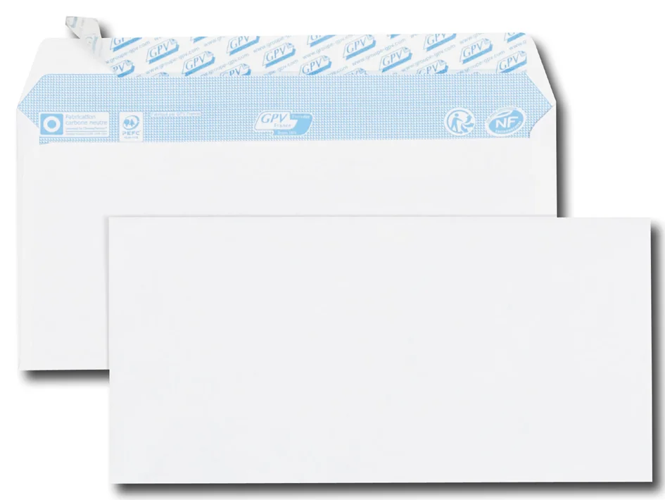 GPV Enveloppes, DL, 110 x 220 mm, sans fenêtre, blanc