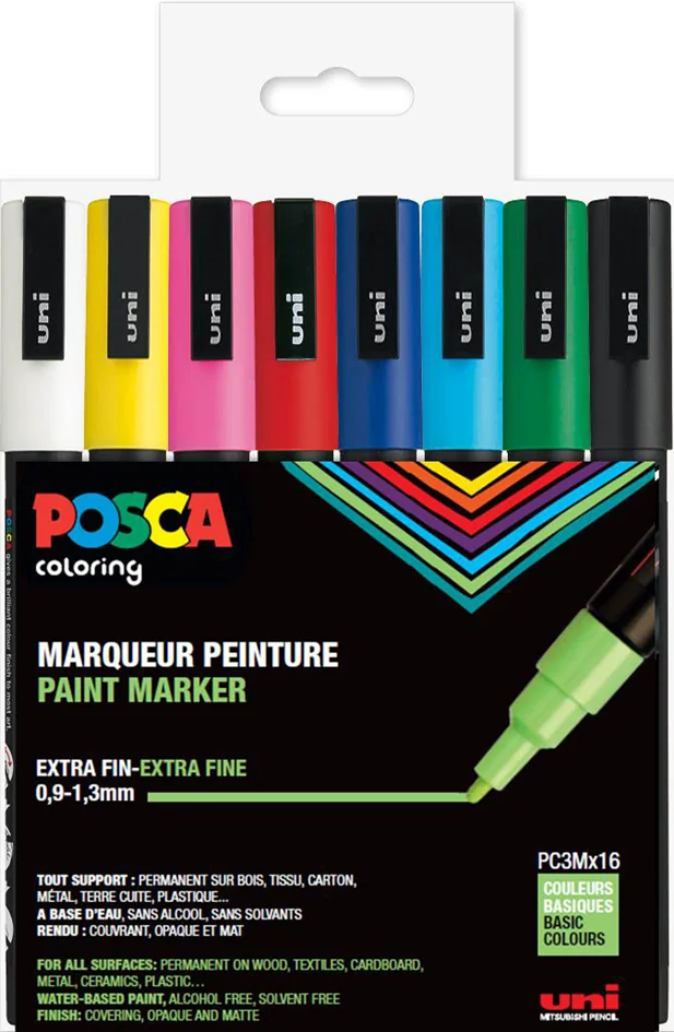 POSCA Marqueur à pigment PC-3M, étui de 8, pastel