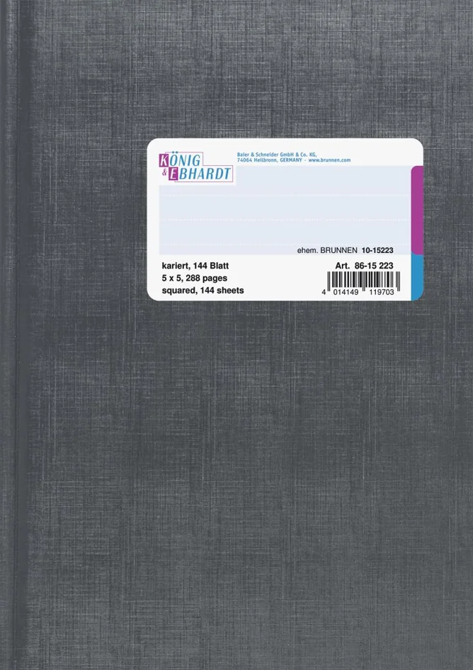 KÖNIG & EBHARDT Registre, A5, quadrillé, 288 pages
