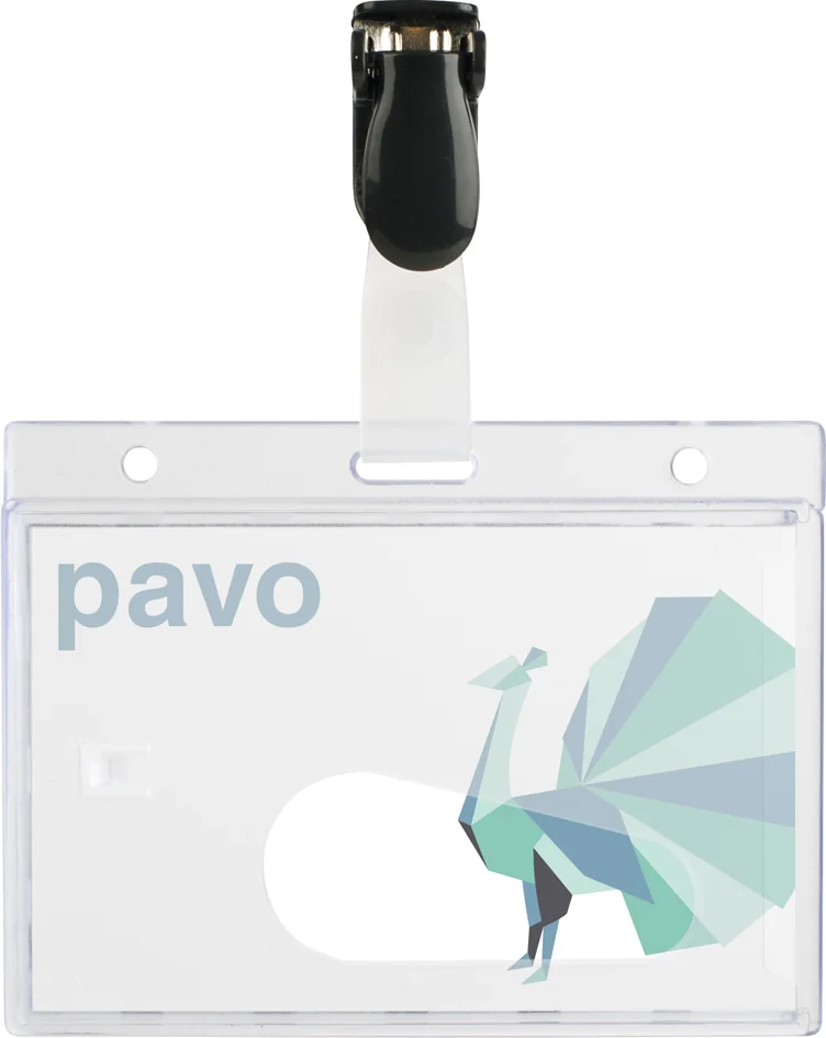 pavo Porte-badge, avec clip, 60 x 90 mm, transparent