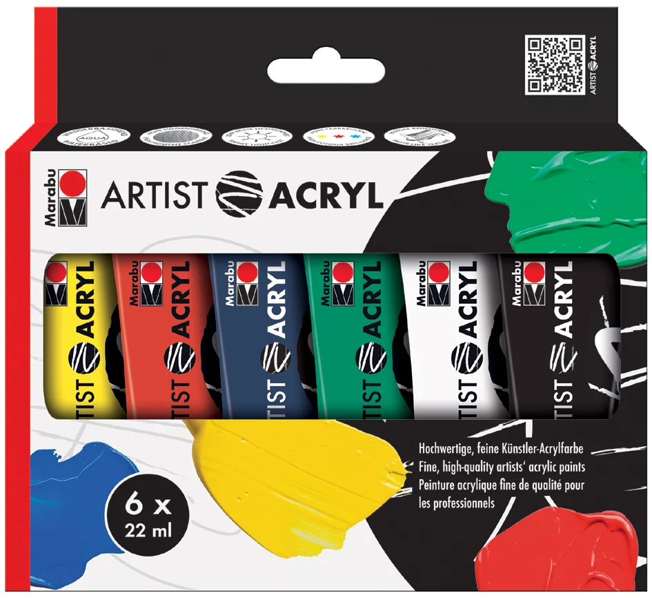 Marabu Set de peinture acrylique 'Artist Acryl', 6 x 22 ml