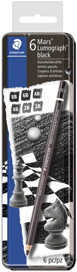 STAEDTLER Crayon Mars Lumograph black, étui métallique de 6