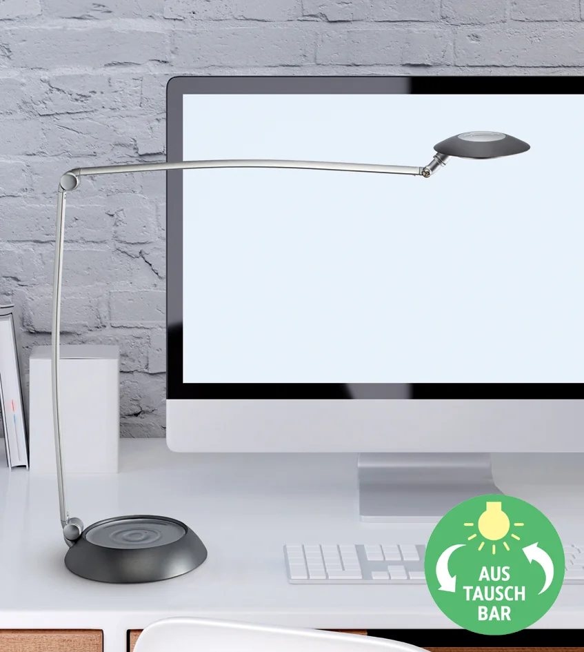 MAUL Lampe de bureau LED MAULspace, variateur, argent/noir
