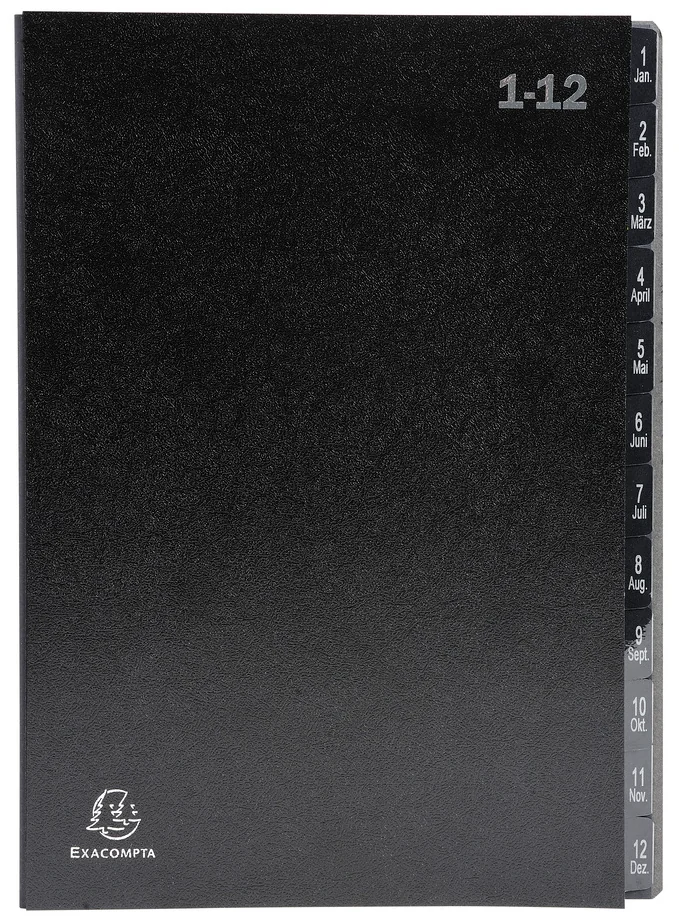EXACOMPTA Pultordner, DIN A4, 1-12/1-31/, 44 FÂcher, schwarz