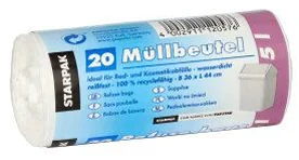 STARPAK Sac poubelle LDPE, 30 litres, gris