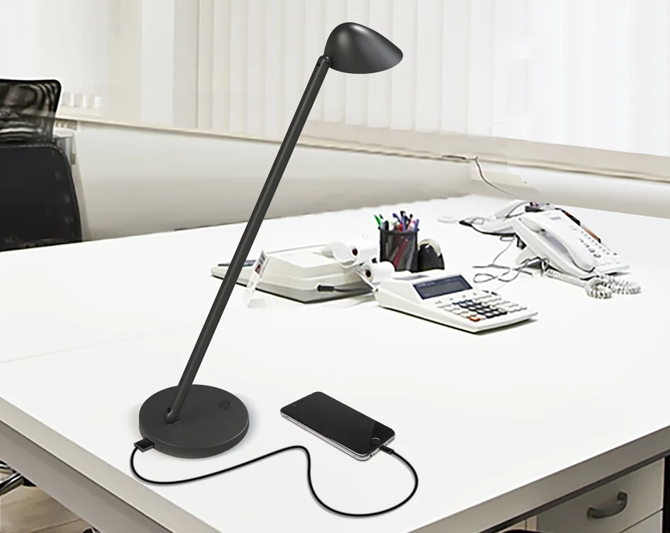 UNiLUX Lampe de bureau à LED JACK, avec port USB, noir Grand Paris Fournitures UNiLUX Lampe de bureau à LED JACK, avec port USB, noir – Image 3