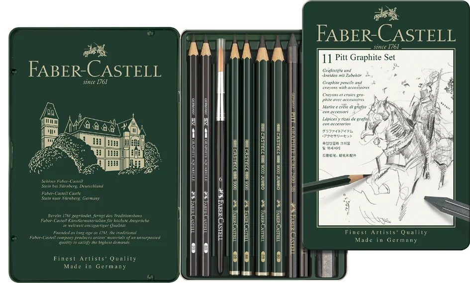 FABER-CASTELL Kit PITT GRAPHITE petit, étui de 9 pièces