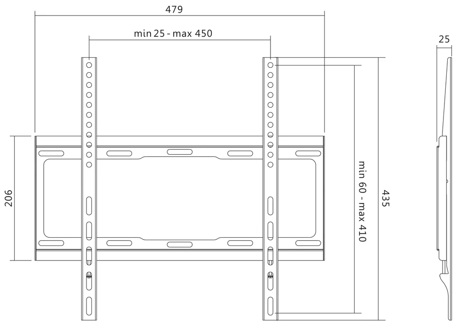 LogiLink Support mural pour TV, plat, pour 81,28 - 139,7 cm