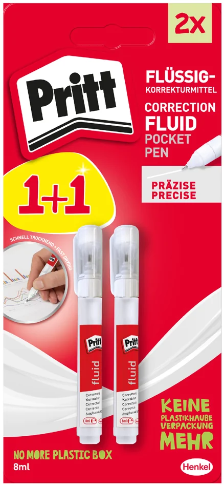 Pritt Stylo correcteur Pocket Pen Fluid, carte blister de 2