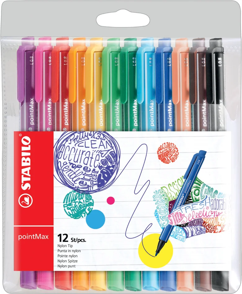 STABILO Stylo-feutre pointMax, étui en plastique de 12