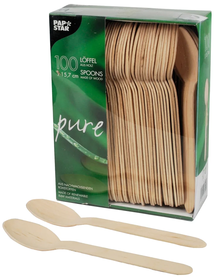PAPSTAR Cuillère en bois 'pure', longueur: 157 mm, par 25