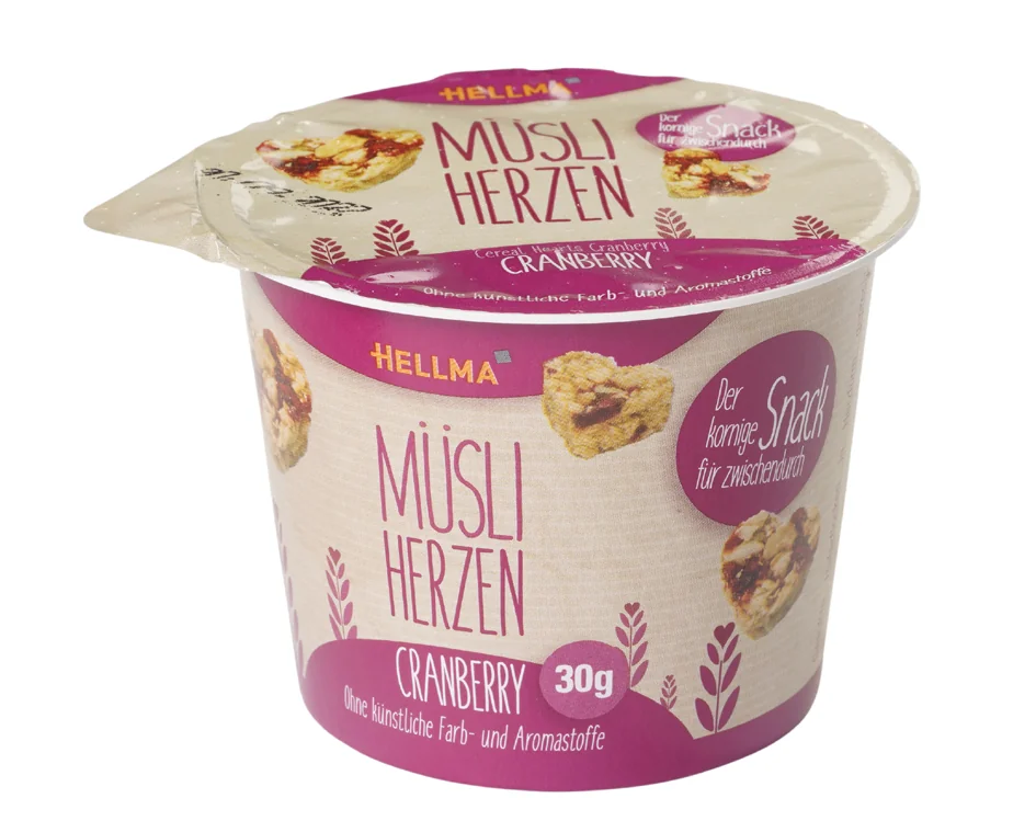 HELLMA Céréales en coeur Canneberge, dans un gobelet