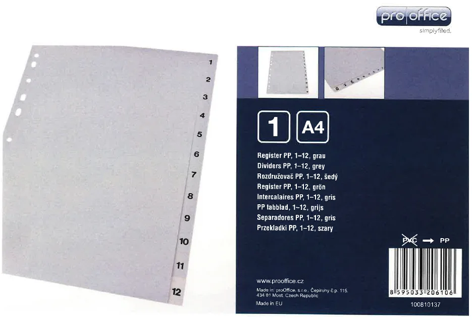 proOFFICE Intercalaires en plastique, numériques, A4 Grand Paris Fournitures proOFFICE Intercalaires en plastique, numériques, A4 – Image 4