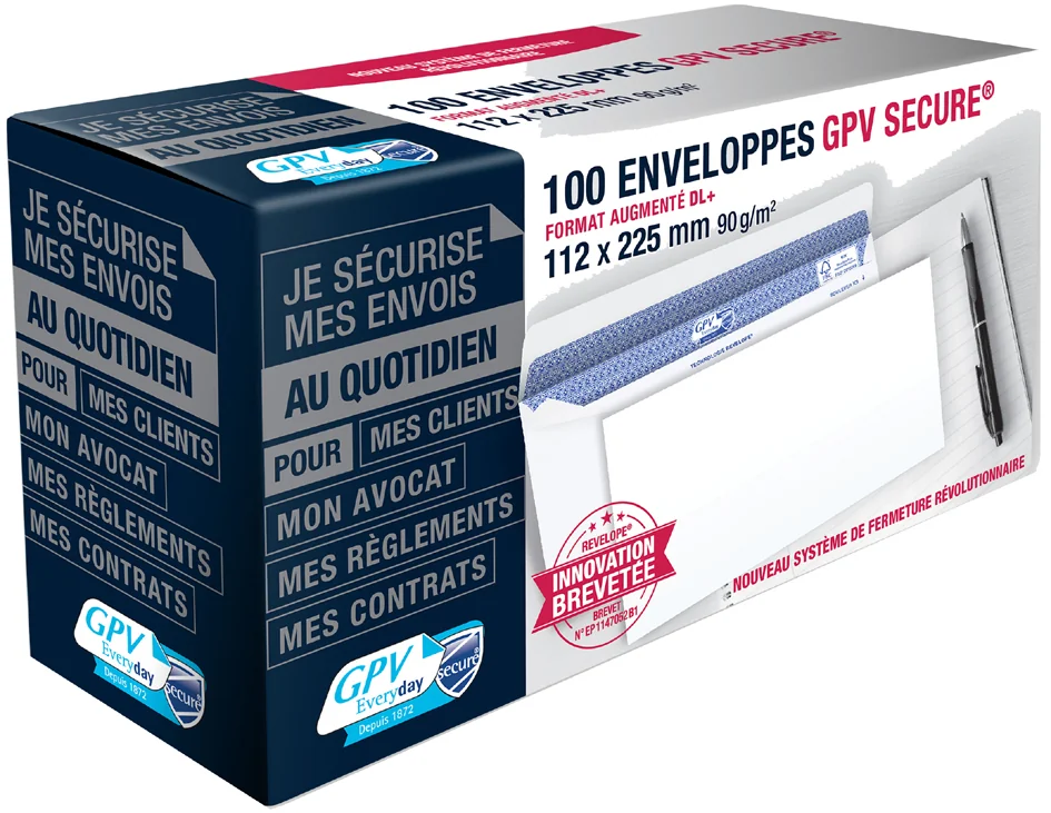 GPV Enveloppes SECURE, 112 x 225 mm, avec fenêtre, blanc