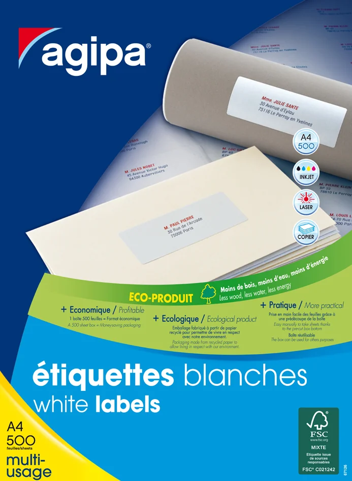 agipa Etiquette universelle, 105 x 148,5 mm, blanc