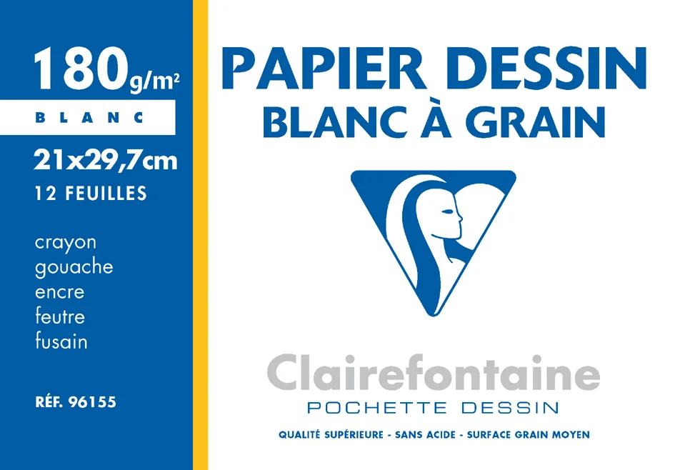 Clairefontaine Papier dessin 'Blanc à Grain', 210 x 297 mm