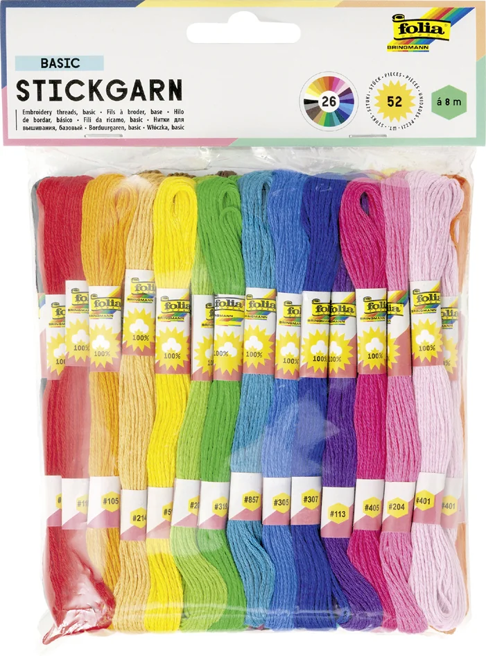folia Fil à broder 'Basic', 52 échevettes de 8 m, assorti
