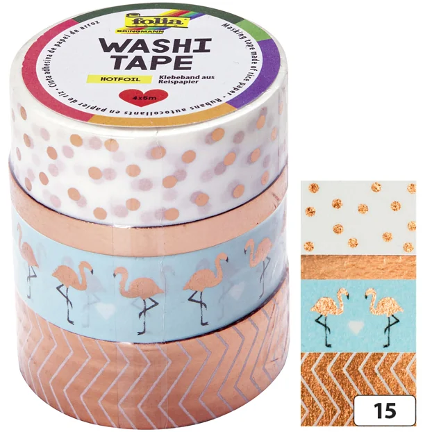 folia Rubans autocollants déco Washi-Tape HOTFOIL OR ROSE II
