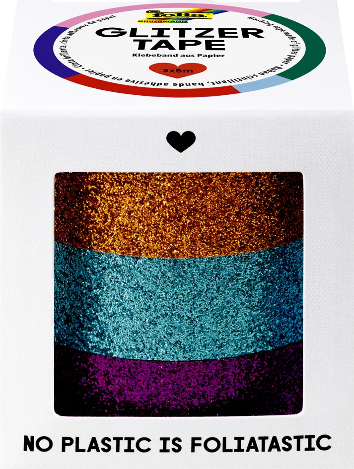 folia Ruban adhésif 'Glitter-Tape', rose vif/or/bleu clair