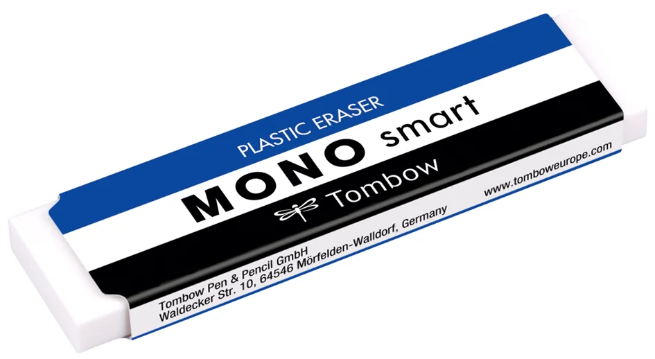 Tombow Gomme en plastique 'MONO smart', extra mince, blanc