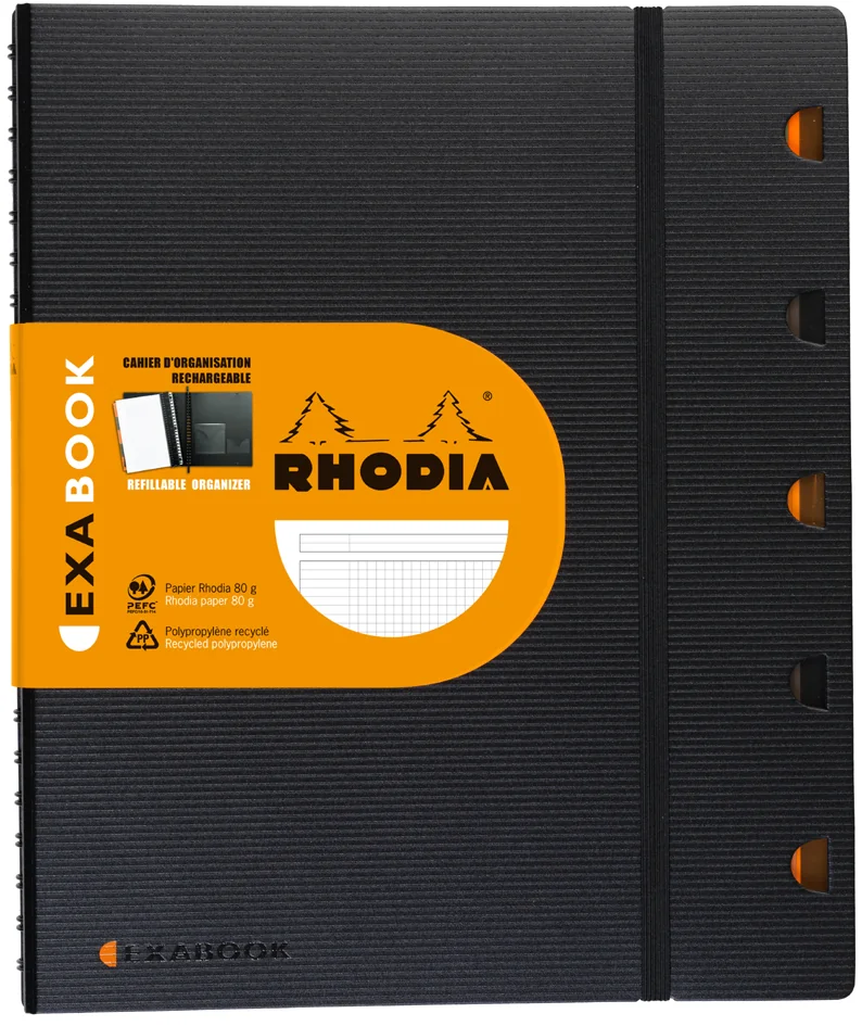 RHODIA Cahier recharge pour EXABOOK, A4+, quadrillé 5x5,noir