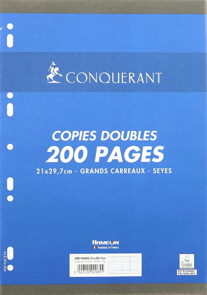 CONQUERANT SEPT Copies doubles, A4, Seyès, 200 pages