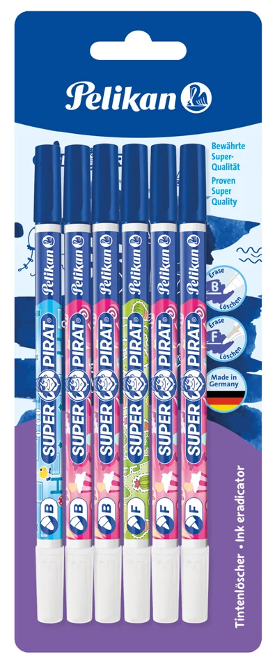 Cartucce per stilografiche 4001 TP/6 Pelikan-Cancellabile con Super Pirat- blu royal- 0ATM01 (conf.6