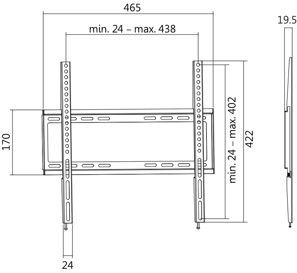 LogiLink Support mural pour TV, plat, pour 81,28 à 139