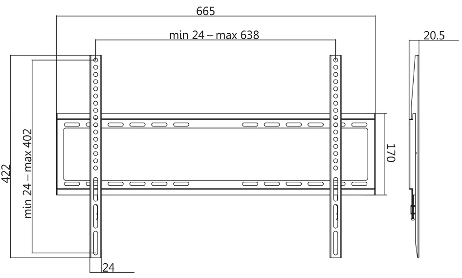 LogiLink Support mural pour téléviseur, plat, pour 96,98 -