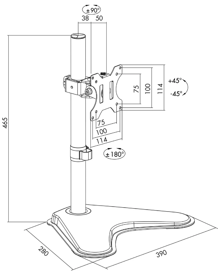 LogiLink Bras support pour écran TFT/LCD, avec socle, noir
