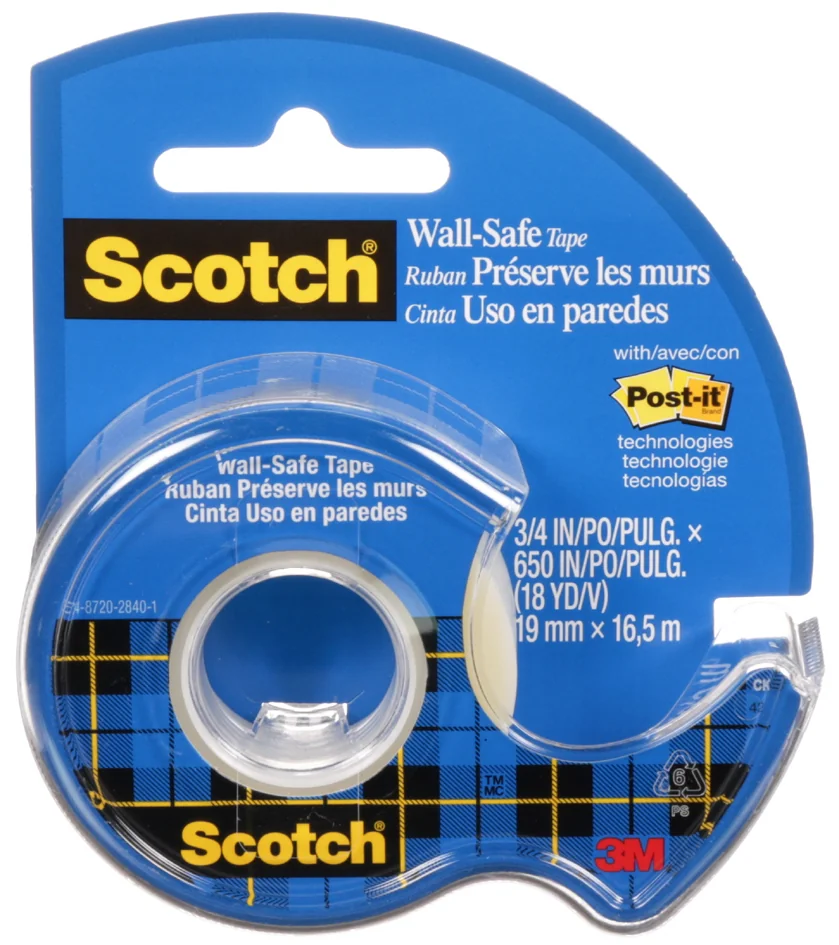 Scotch Ruban adhésif "Wall-Safe", sur dévidoir,19mm x 16,5 m