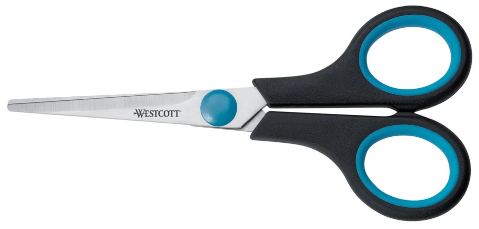 WESTCOTT Ciseaux Easy Grip, longueur: 140 mm, bleu/noir