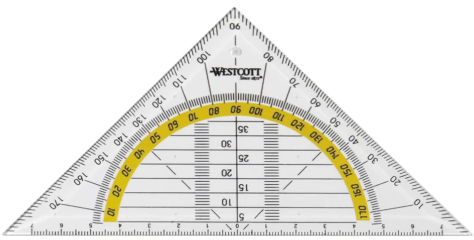 WESTCOTT Equerre géométrique, hypoténuse: 140 mm