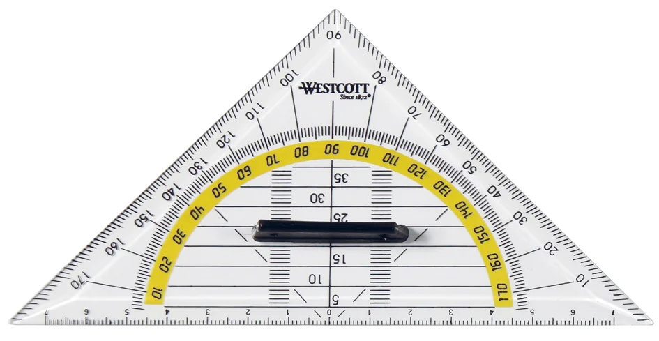 WESTCOTT Equerre géométrique, hypoténuse: 220 mm, poignée
