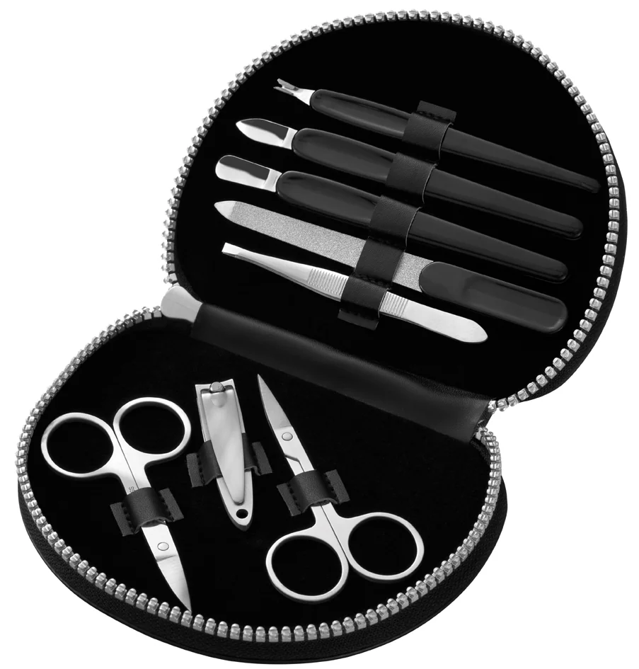 Clauss Set de manucure, étui en similicuir, 8 pièces, noir