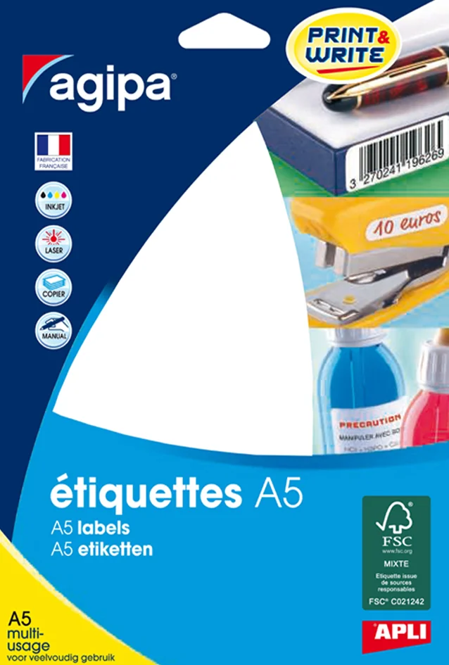 agipa Etiquette universelle, 105 x 148 mm, blanc