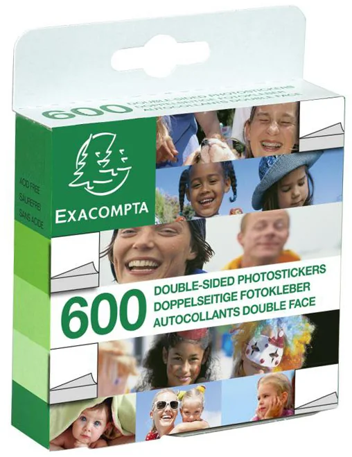 EXACOMPTA Autocollants pour photos, blanc, double-face