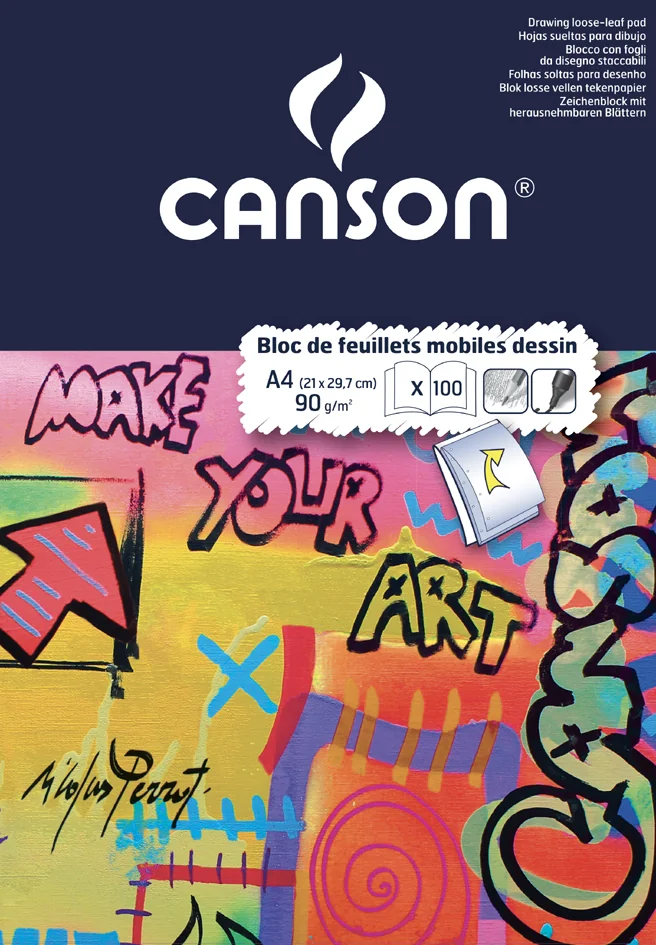 CANSON Bloc de feuillets mobiles de papier à dessin, blanc