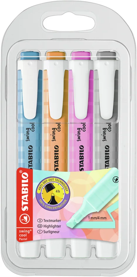 STABILO Surligneur swing cool Pastel Edition, étui PET de 6