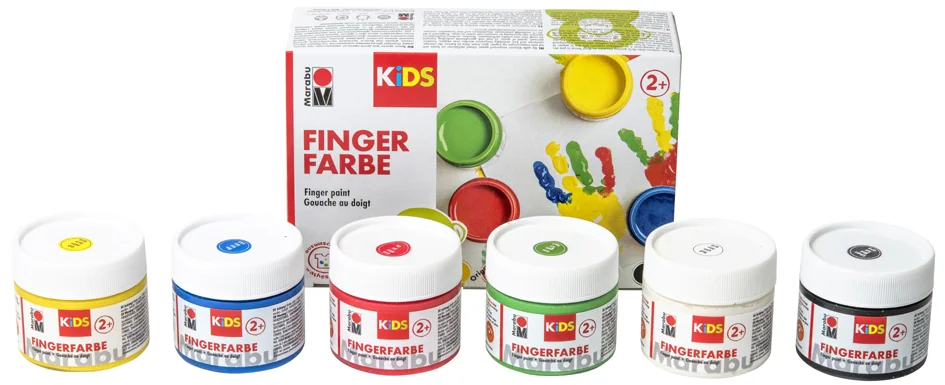 Marabu KiDS Kit de gouache au doigt, 100 ml, kit de 4