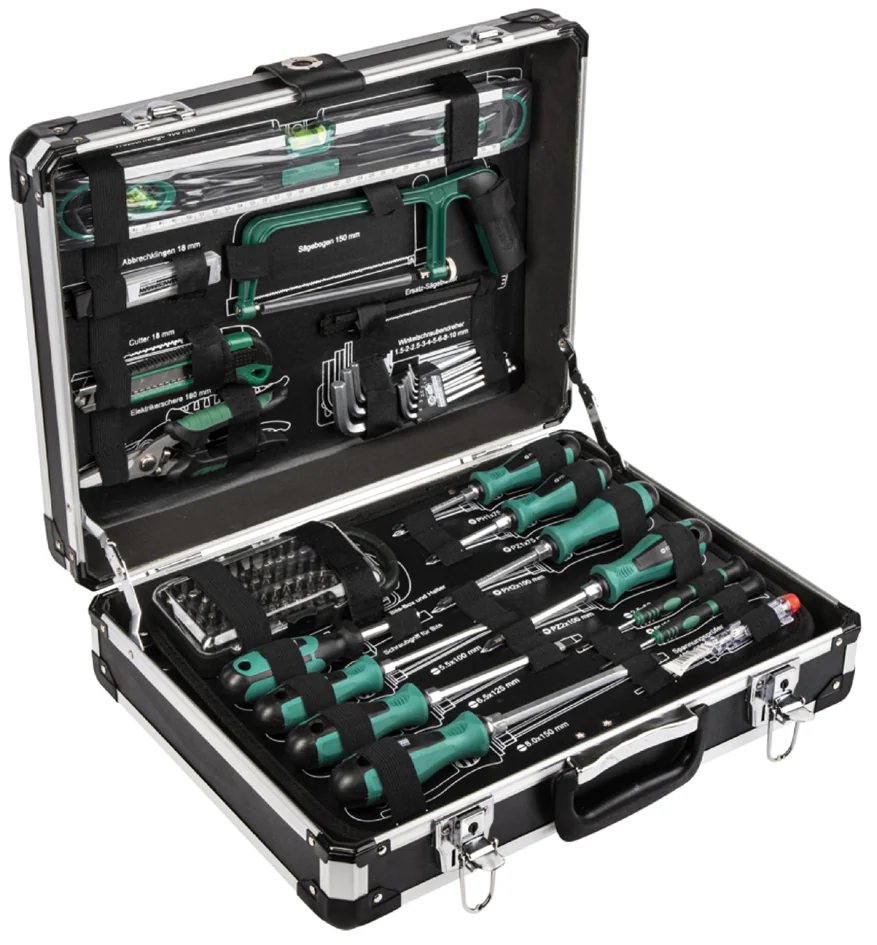 BRÜDER MANNESMANN Malette à outils, 160 pièces, coffre alu