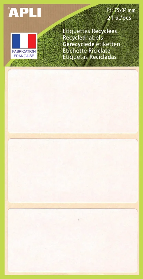APLI Etiquette multi-usage, 34 x 75 mm, 100% recyclé, blanc
