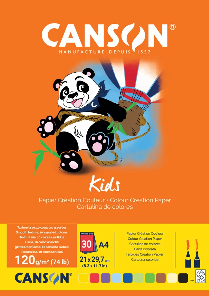 CANSON Bloc papier création couleur Kids, 240 x 320 mm