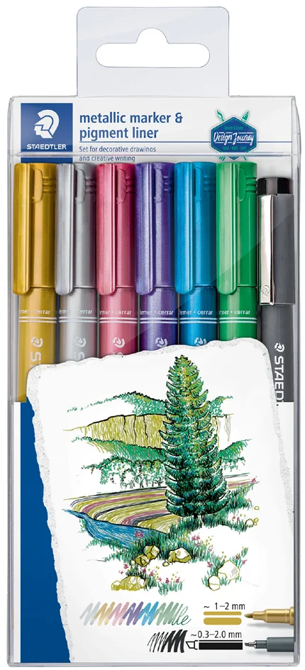 STAEDTLER Marqueur permanent Metallic, étui de 6 + feutre