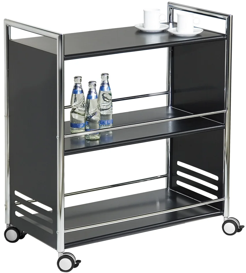 kerkmann Chariot de service, en acier, 3 étages, gris/chrome Grand Paris Fournitures kerkmann Chariot de service, en acier, 3 étages, gris/chrome – Image 2